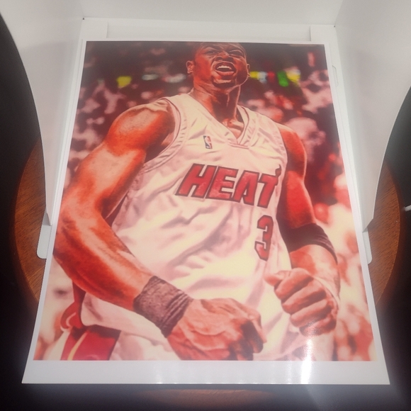 NEW!🤩MIAMI HEAT🔥DWYANE WADE REPRINT BASKETBALL GLOSSY 8.5x11 COLOR ART POSTER - Picture 3 of 8